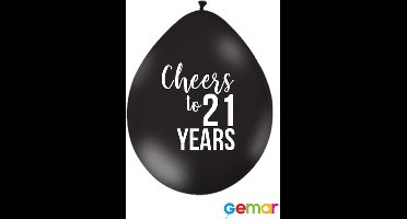 Ballonnen Cheers to 21 Years Zwart met opdruk Wit (lucht)