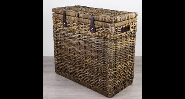 Migo Styling - Wasmand - Duo - 2 klep - Naturel - Brown - 70x35xH65 - Riet - Rotan - Rechthoek