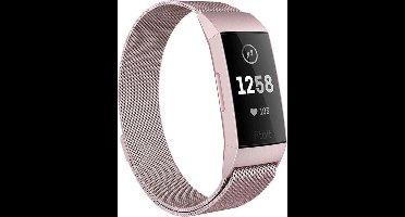 Shop4 - Geschikt voor Fitbit Charge 3 Bandje - Small Metaal Roze