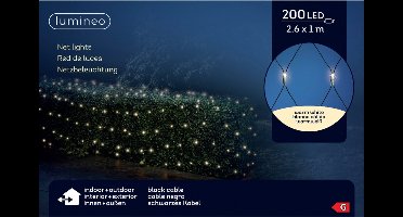 Lumineo kerstverlichting - lichtnet - 200 LED lampjes - warm wit - 100 x 260 cm - netverlichting
