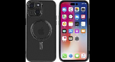 Hoesje Geschikt voor iPhone 15 Magsafe hoes - Lens beschermer – backcover – Transparant / Zwart