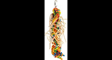 Duvoplus - Speelgoed Voor Dieren - Vogel - Shreddy Hanger Met Leder & Sisal 10x10x33cm Meerkleurig - 1st - 37994