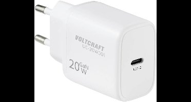 VOLTCRAFT UC-20W001 USB-oplader 20 W 1x USB-C Fast Charge, USB PD 3.0 Wit GaN