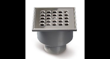Doucheput 105 x 105 mm met onderuitloop RVS