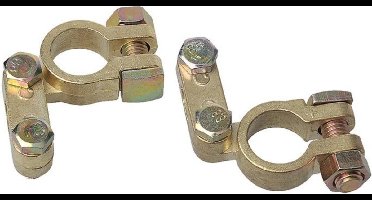 ProPlus Accupoolklem set - messing en staal - Ø 16-17 mm - goud - 2 stuks