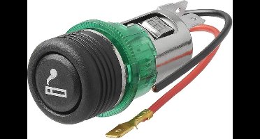 ProPlus Sigarettenaansteker met verlichting - Inbouwdoos - 12V/24V - Ø 28 mm - Zwart/Groen