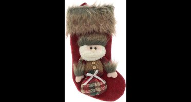 Luxe 3D Kerstsok - Kerstman - 34 x 17 cm - Rood