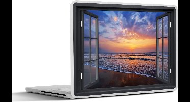 Laptop sticker - 13.3 inch - Doorkijk - Zee - Strand - 31x22,5cm - Laptopstickers - Laptop skin - Cover