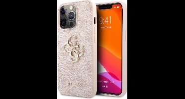 iPhone 13 Pro Max Backcase hoesje - Guess - Effen Roze - Kunstleer