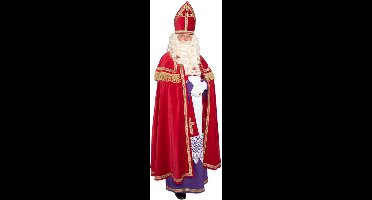 Sinterklaas kostuum katoenfluweel met koker mijter - volwassenen - Sint Nicolaas verkleedkleding - Luxe versie