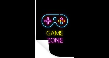 Muurstickers - Sticker Folie - Controller - Game - Neon - Zwart - Quotes - Game zone - 20x30 cm - Plakfolie - Muurstickers Kinderkamer - Zelfklevend Behang - Zelfklevend behangpapier - Stickerfolie