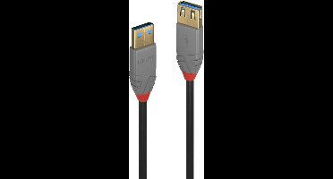 LINDY 36760 USB-kabel USB 3.2 Gen1 USB-A stekker, USB-A bus 0.50 m Zwart