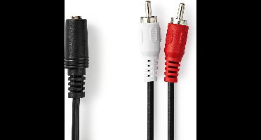 Nedis Stereo-Audiokabel - 3,5 mm Female - 2x RCA Male - Vernikkeld - 0.20 m - Rond - Zwart - Label