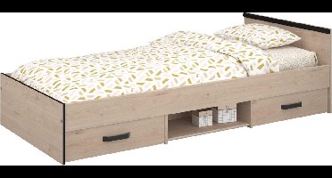 Lit avec 2 tiroirs de rangement couchage 90x200 - Nashville