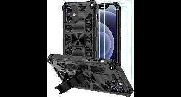 Hoesje Geschikt voor iPhone 12 Pro Max – Anti-Scratch Shockproof Zwart - 2 Pack Screenprotector