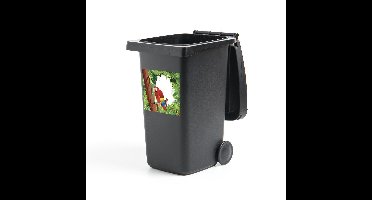 Container sticker Papegaai illustratie - Een illustratie van een papegaai in het regenwoud Klikosticker - 40x40 cm - kliko sticker - weerbestendige containersticker