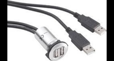 TRU COMPONENTS USB-06 Dubbele USB-inbouwbus 2.0 Bus, inbouw 2x USB-bus type A naar 2x USB-stekker type A met 60 cm kabe