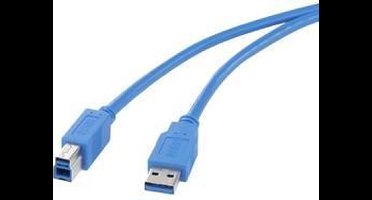 Renkforce USB-kabel USB 3.2 Gen1 (USB 3.0 / USB 3.1 Gen1) USB-A stekker, USB-B stekker 50.00 cm Blauw Vergulde steekcontacten