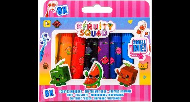 Mini Stiftjes Met Fruity Squad Geur - 8 Stuks - 8 Viltstiften voor Kinderen - Kinder Stiften - Fruit Stiften