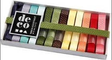 Lint collectie, diverse kleuren, B: 10 mm, 12x1 m - Incl. Gift