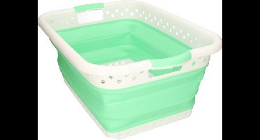 Benson opvouwbare wasmand - groen/wit - 61 x 44 cm