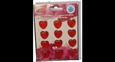 3D stickers hart rood , strass hobby plakkers
