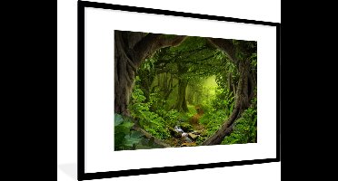 PosterMonkey - Fotolijst - Jungle - Rivier - Boom - Groen - Stenen - Poster - Kader - Foto in lijst - 120x80 cm - Poster jungle - Posterlijst - Frame poster - Woondecoratie - Kerstversiering - Kerstdecoratie voor binnen - Kerstmis