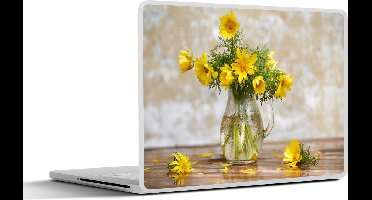 Laptop sticker - 14 inch - Bloemen - Geel - Stilleven - 32x5x23x5cm - Laptopstickers - Laptop skin - Cover