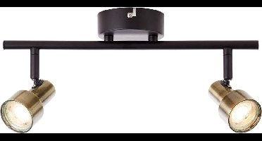 BRILLIANT lamp Croyden LED spot buis 2-lamp messing / zwart | 2x 4W LED geïntegreerd, (350lm, 3000K) | Schaal A ++ tot E | Hoofden draaien