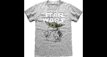 Star Wars The Mandalorian - Grogu - Sketch T-shirt grijs gemêleerd M