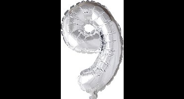 Creotime Folieballon Cijfer "9" 41 Cm Zilver