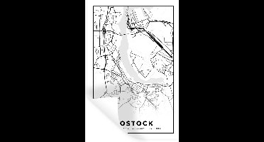 Muurstickers - Sticker Folie - Plattegrond - Stadskaart - Rostock - Kaart - 20x30 cm - Plakfolie - Muurstickers Kinderkamer - Zelfklevend Behang - Zelfklevend behangpapier - Stickerfolie