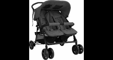 vidaXL - Tweelingkinderwagen - staal - donkergrijs