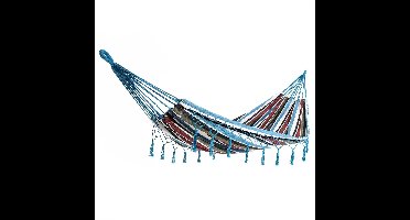 Detex Hangmat met Franjes - 320x150cm – Belastbaar tot 300kg - Blauw