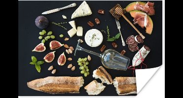Poster Wijn - Fruit - Kaas - 30x20 cm