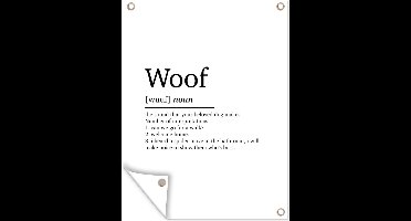 Muurdecoratie buiten Quotes - Spreuken - Woof - Woordenboek - Woef definitie - 120x160 cm - Tuindoek