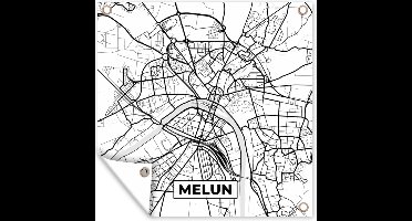 Tuinposters Kaart – Melun - Stadskaart – Frankrijk – Plattegrond - Zwart wit - 50x50 cm - Tuindoek