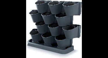 Verticale tuin kunststof plantenpotten - Staand - Modulair - Antraciet grijs - 67 x 18 x 57 cm - Binnen/buiten