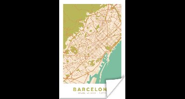 Poster Kaart - Barcelona - Stadskaart - Vintage - Plattegrond - 20x30 cm