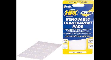 Dubbelzijdige verwijderbare transp. pads (15 stuks)  25mm x 25mm transparant