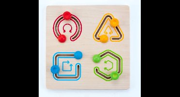 Geometric sliding puzzle 30 x 30 cm 4 shapes rubber wood