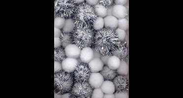 Mix PomPom Set wit inclusief glitter 50 Stuks  2 cm. 2.5 cm. 3.5 centimeter