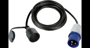 Perel Verloopkabel, H07RN-F 3G1.5, 3 m, 16 A/230 V, 3680 W, type E naar CEE, voor binnen en buiten, rubber, blauw
