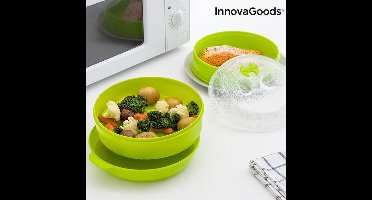 InnovaGoods - Stoomkoker - Fresh Dubbele Magnetron-Steamer - Afwasmachine bestendig - 2 Compartimenten - Stoomregulerende Klep