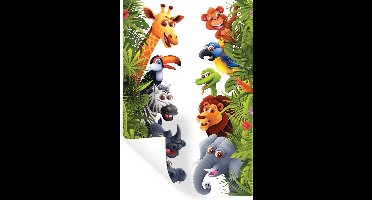 Muurstickers - Sticker Folie - Jungle - Dieren - Jongens - Meisjes - Giraf - Olifant - Kids - 20x30 cm - Plakfolie - Muurstickers Kinderkamer - Zelfklevend Behang - Zelfklevend behangpapier - Stickerfolie