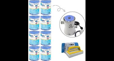 Intex - Voordeelverpakking - H filters geschikt voor filterpomp 28602GS - 8 stuks & WAYS scrubborstel