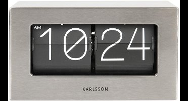 Karlsson Wand-/Tafelklok Boxed Flip - Geborsteld Staal - 20,5x7x11,5cm - Scandinavisch