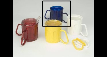 Beker met 2 aanpasbare handvatten- 340 ml - blauw transparant
