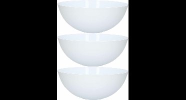 Plasticforte Serveerschaal / saladeschaal - 3x - D25 cm/H10 cm - kunststof - mat wit - 2,5 liter
