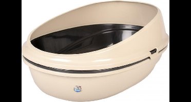 Kattenbak luxo met rand & zeef Mocaccino 59x38x27cm